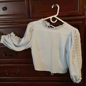 Elegant White Blouse with Lace Sleeves🫐